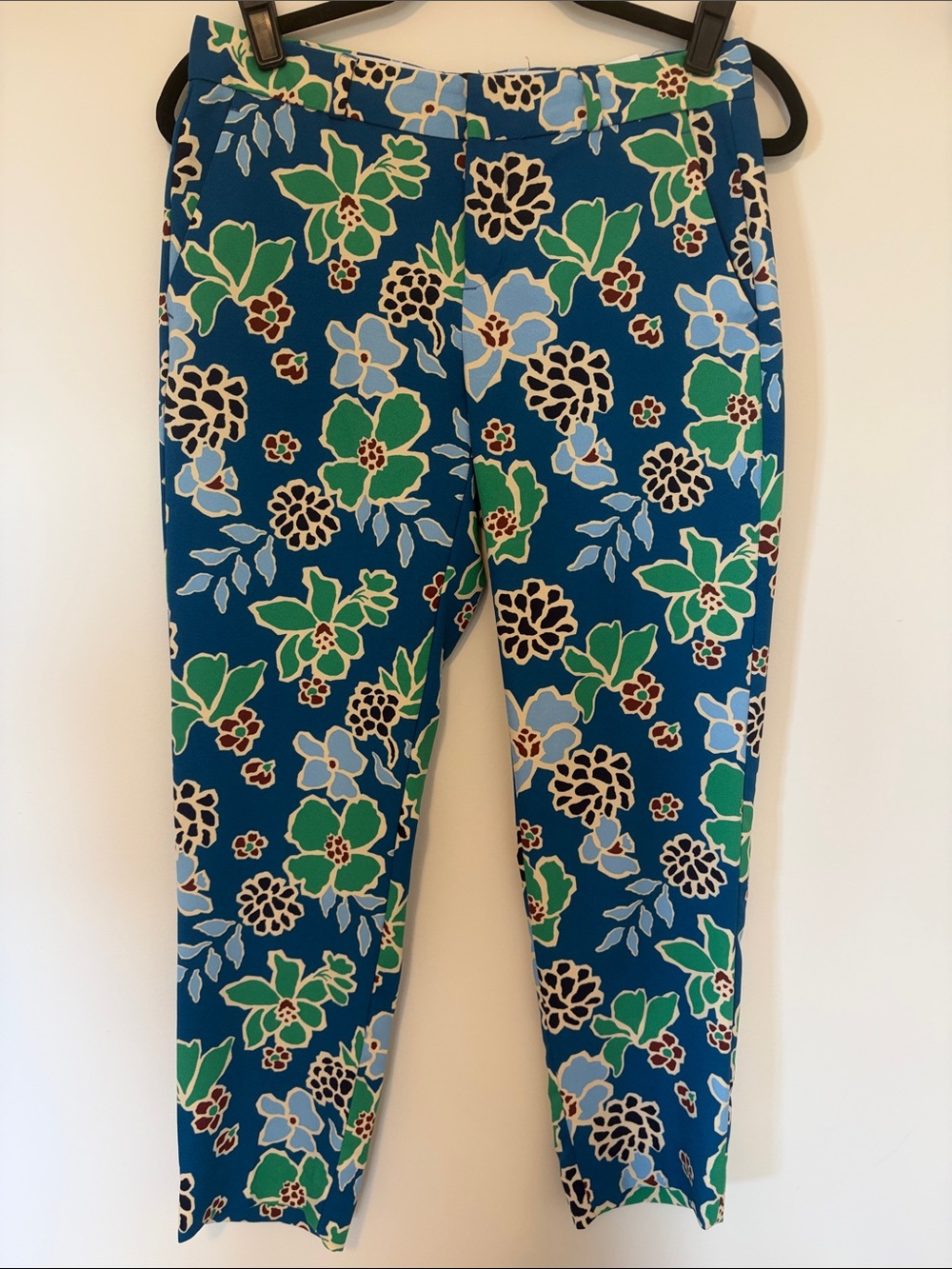 Banana Republic Teal Blue Floral Ankle Pants